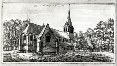 107616 Gezicht op de Nederlands Hervormde kerk te Schalkwijk uit het noordoosten.N.B. De gemeente Schalkwijk is per 1 ...